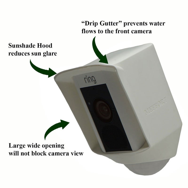 Meffort Inc Silicone Skin Case Cover Compatible with Ring Floodlight Cam Wired Plus, Floodlight Camera - Sun Glare, UV & Weather Protection Skins Cover - White - Image 2